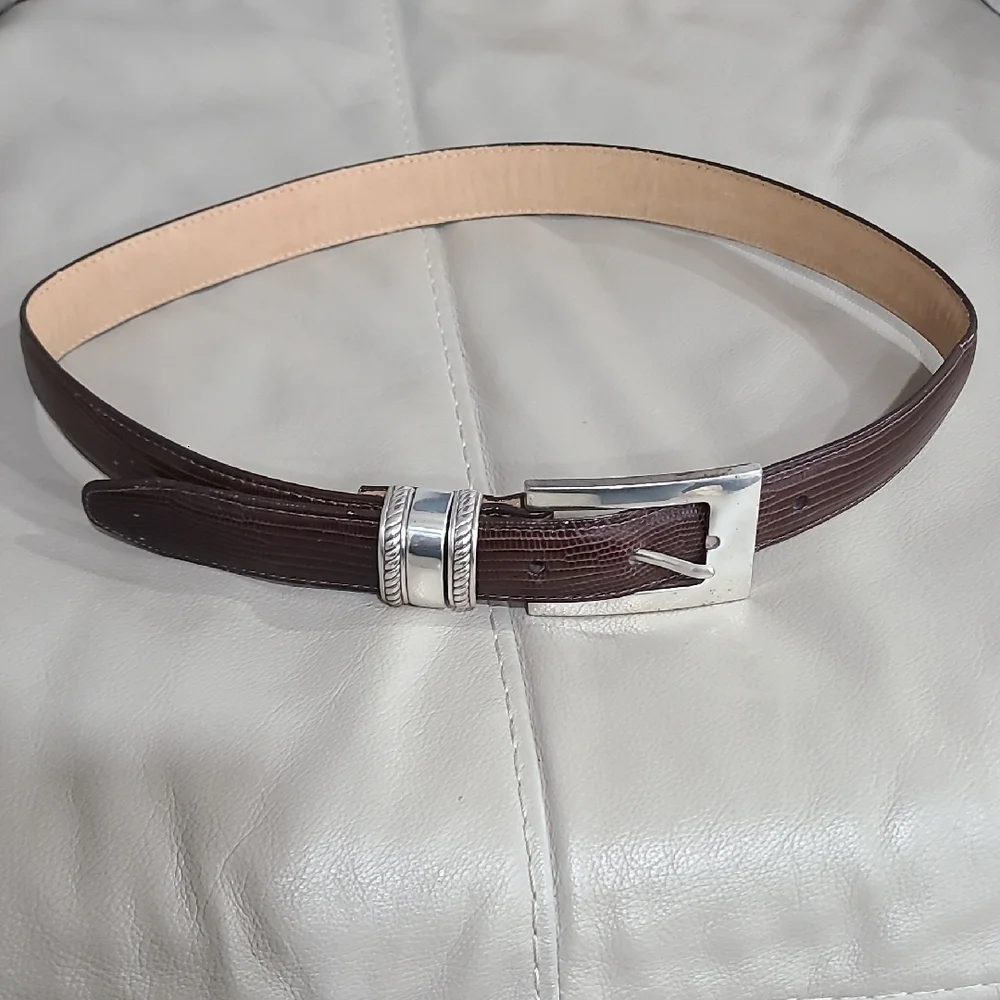 Brighton Dark Brown Leather Belt with Silver Buckle